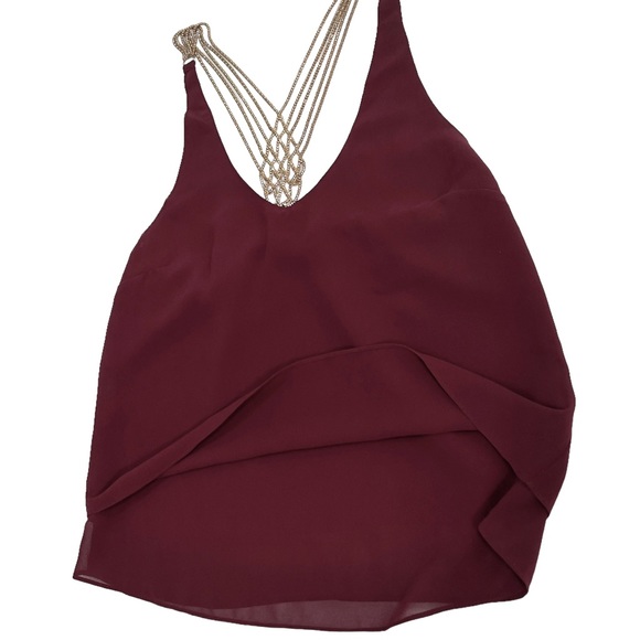 CHARLOTTE RUSSE Burgundy Double Layer Tank Top with Chain Back Straps size XS - Picture 8 of 14